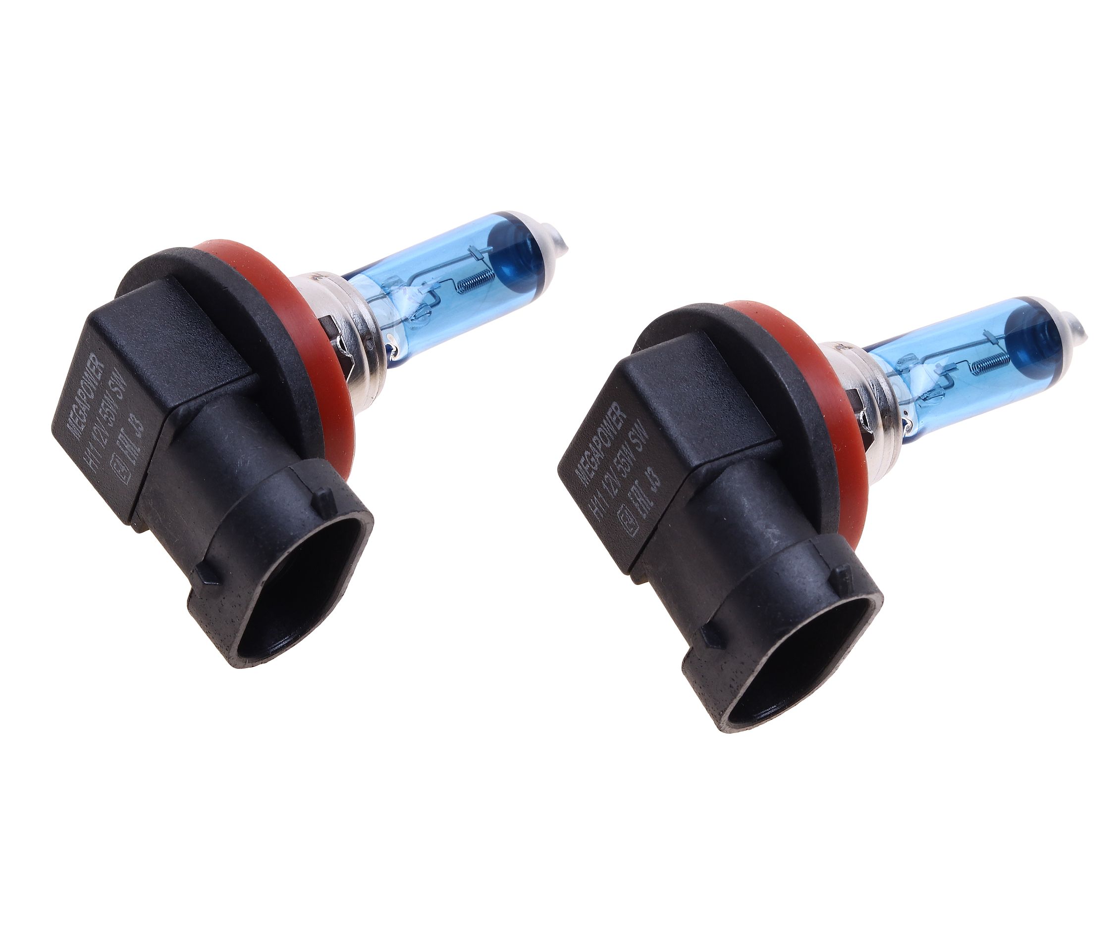 Автолампа H11 (55) PGJ19-2 BLUE WHITE 4300K  (бокс, 2шт) 12V MEGAPOWER /1/10