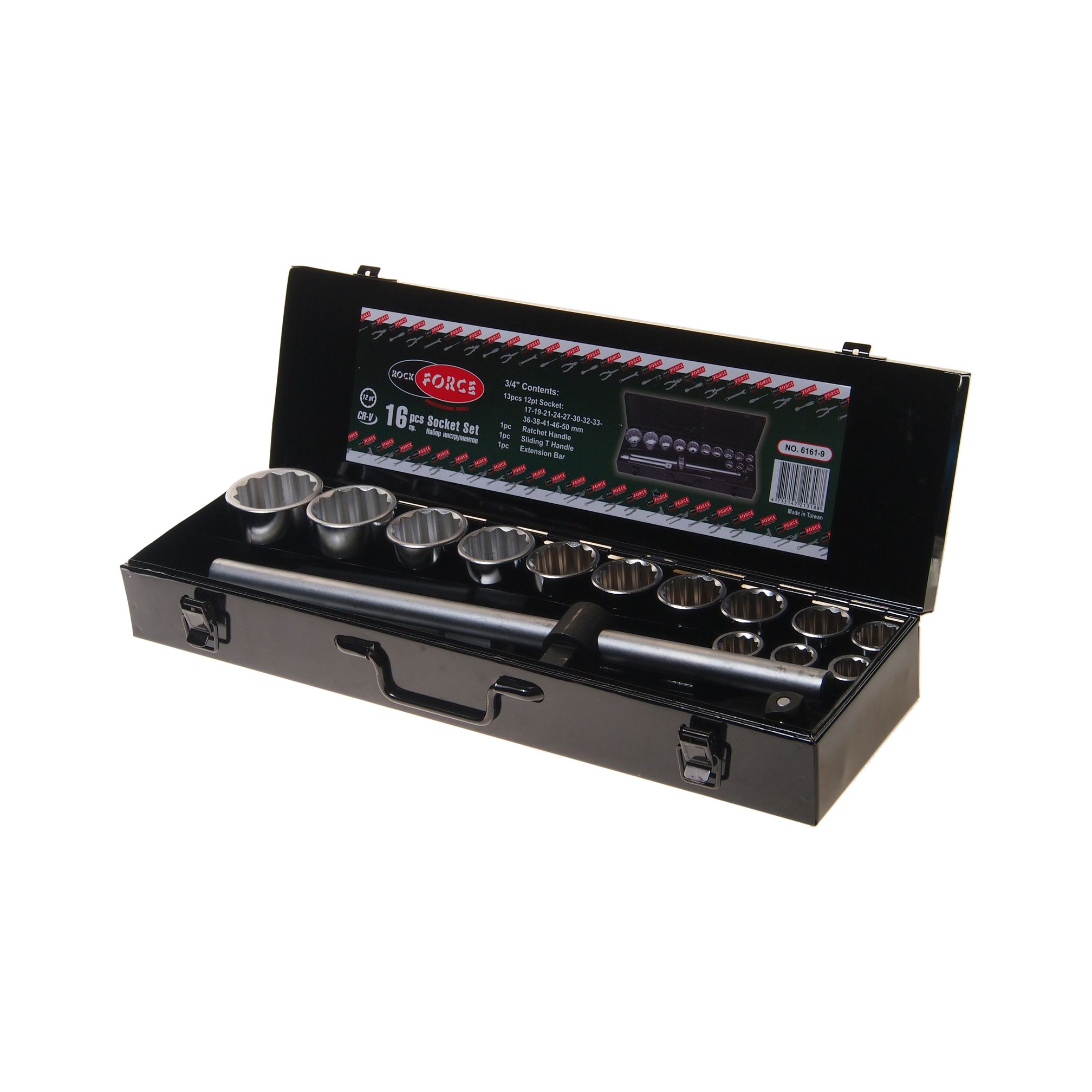 Набор инструмента RF-6161-9: 3/4"DR 12-гранный 16пр. ROCKFORCE /1/3