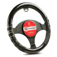 Оплетка руля AP-2051 BLACK/GREY (M) экокожа, две 3D вставки, AUTOPROFI 1/20