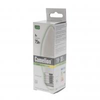 Лампа светодиодная E27 С35 8W тёплый свет CAMELION 1/10/100