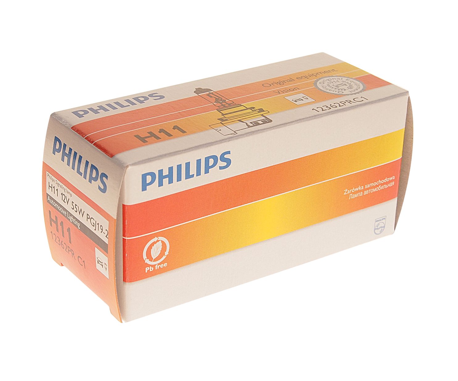 Автолампа H11 (55) PGJ19-2+30% PREMIUM 12V PHILIPS /1/10/50