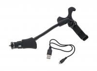 Держатель телефона PH-5041 BLACK (коммуникатор, GPS и др.) 360° 90-120мм в гнездо прикуривателя с USB 12V АВТОСТОП /1/42