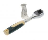 Трещотка RF-80222W реверсивная с резиновой ручкой 1/4"(L-150мм, 45зуб.) ROCKFORCE /1/100
