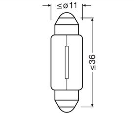 Автолампа C10W (SV8.5/8) 35мм 12V OSRAM /10/50/200 HIT