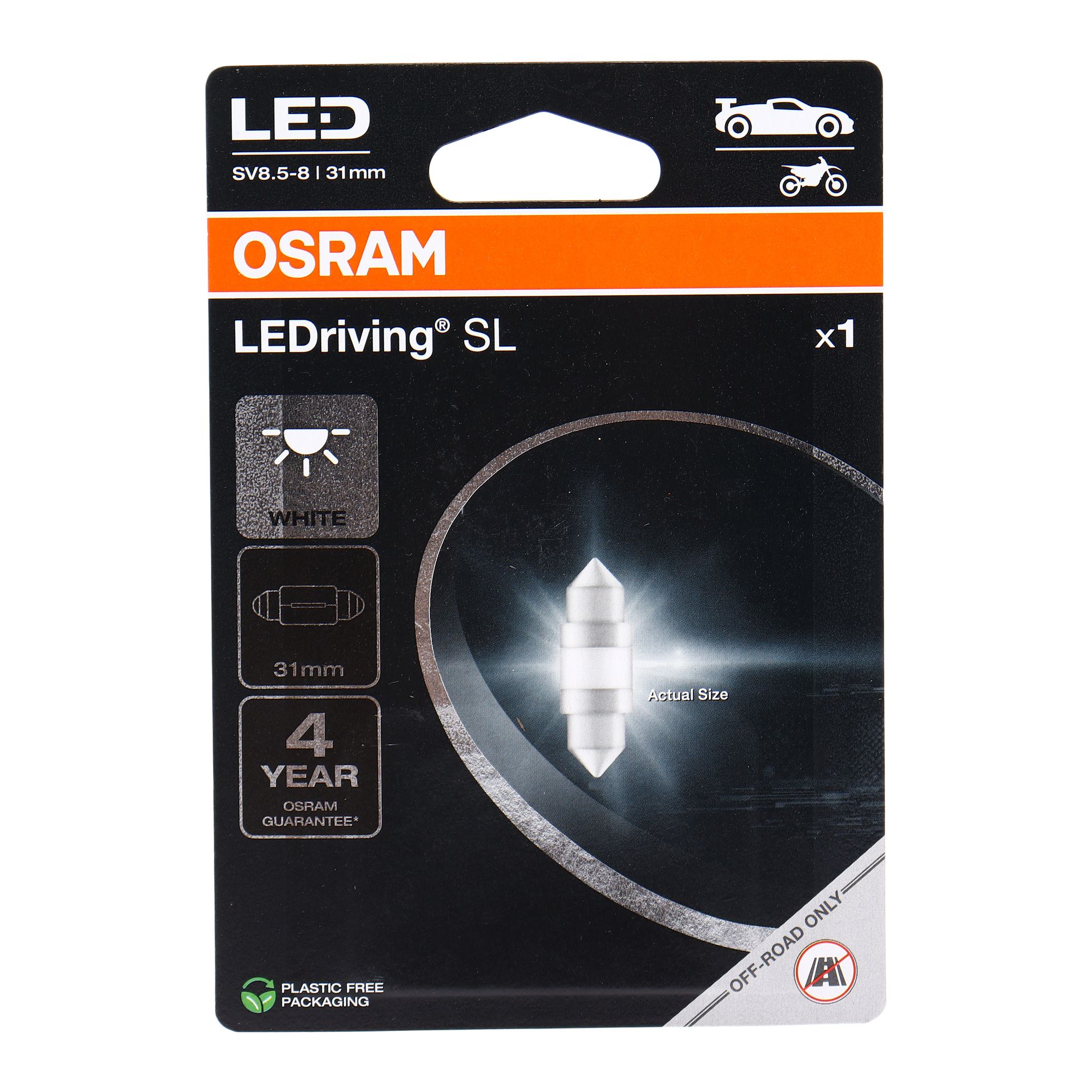 Автолампа C5W (SV8.5/8) LED 31мм (блистер, 1шт) 12V OSRAM /1/10/50