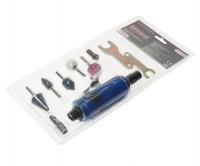 Пневмозачистная машинка  с комплектом камней 11пр(цанги:3мм,6мм25000об/мин, 85л/мин,6.3Bar,штуцер 1/4",штуцер 1/4") ROCKFORCE /1