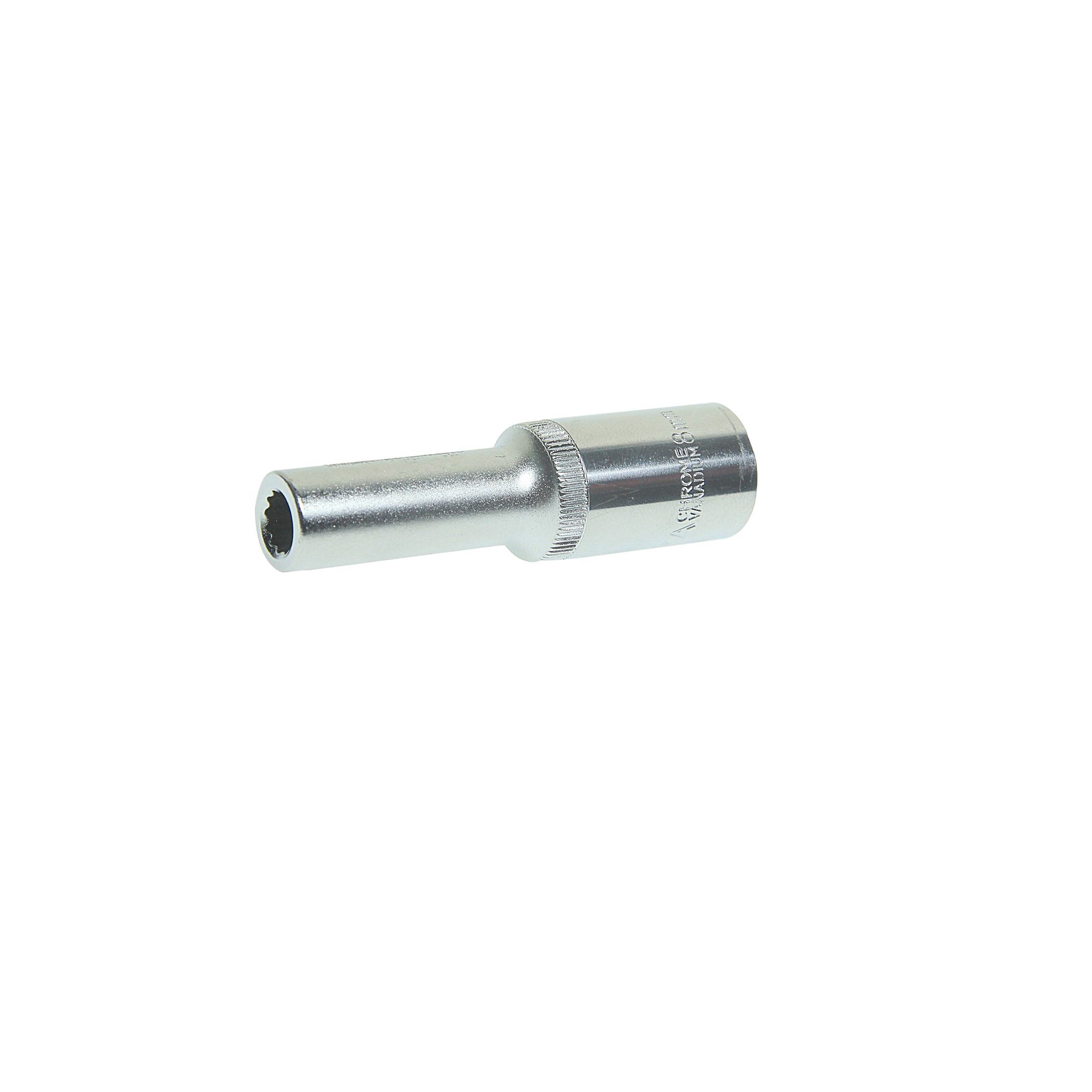 Головка торцевая  8мм 1/2" 12-гранная глубокая L=80мм ЭВРИКА ER-91501-12 /1/20