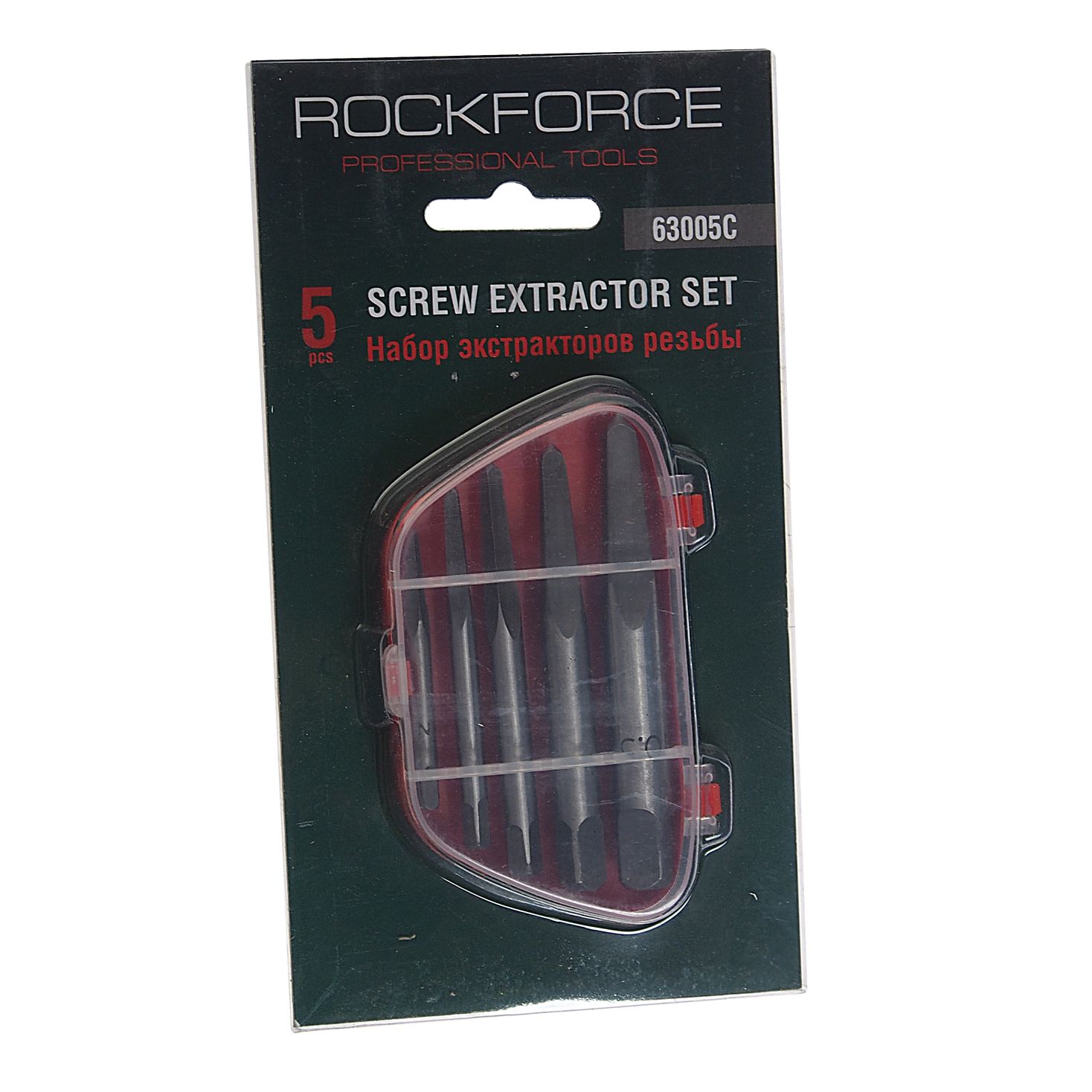 Набор экстракторов резьбы HSS 4241, 5 пр.(М3-М25), в пластиковом футляре  ROCKFORCE /1