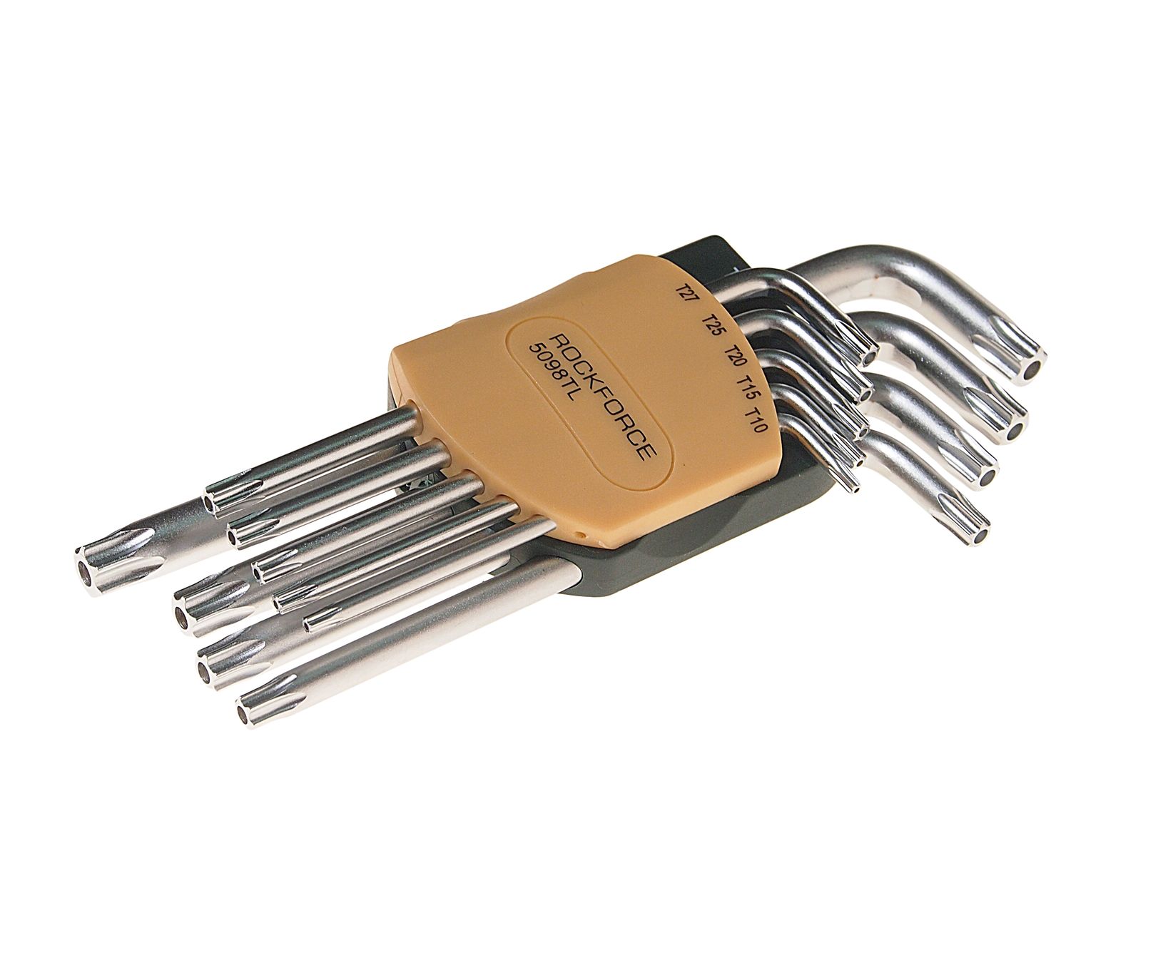 Набор ключей TORX RF-5098TL: длинных  Т10Н-Т50Н- с отверстием 9пр. на пласт. держат. ROCKFORCE /1/10/50