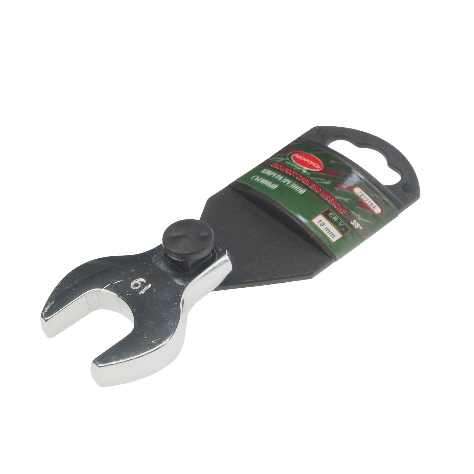 Ключ рожковый 19мм RF-751319A съемный 3/8", на пластиковом держателе ROCKFORCE /1