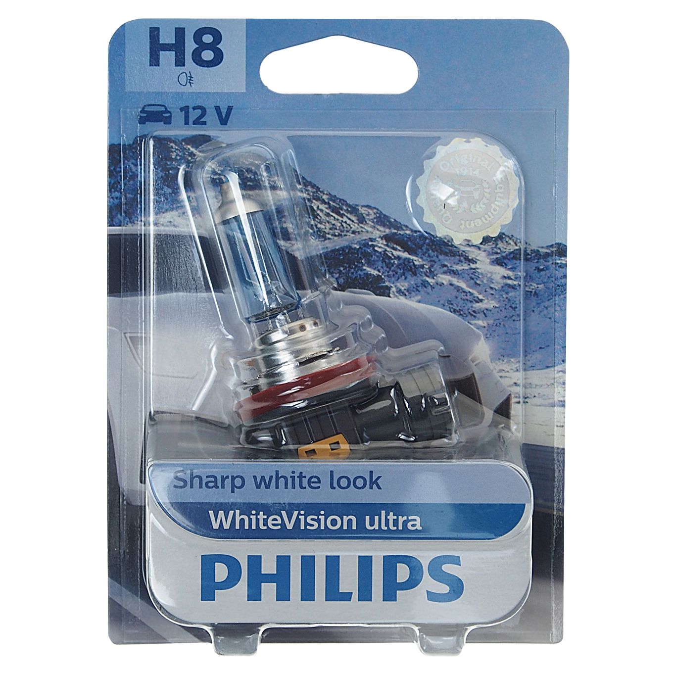 Автолампа H8 (35) PGJ19-1 WhiteVision ultra 3800K (блистер) 12V PHILIPS /1/10