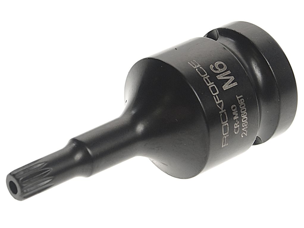 Головка-бита SPLINE ударная  1/2", M6 с отверстием ROCKFORCE RF-24806006T /1/10/300