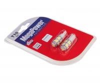 Автолампа T10W (W2,1x9,5d) 9 SMD 5050 WHITE блистер (2 шт) 6000K 180лм   12V MEGAPOWER /1 /50