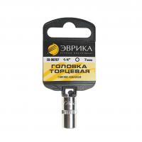 Головка торцевая  7мм 1/4" 6-гранная L=30мм (с держателем) ЭВРИКА ER-90207H 1/384