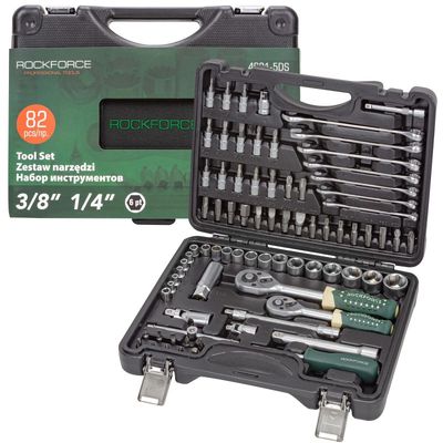 Набор инструмента RF-4821-5DS: 3/8" & 1/4"DR 6-гранный 82пр. ROCKFORCE /1/8