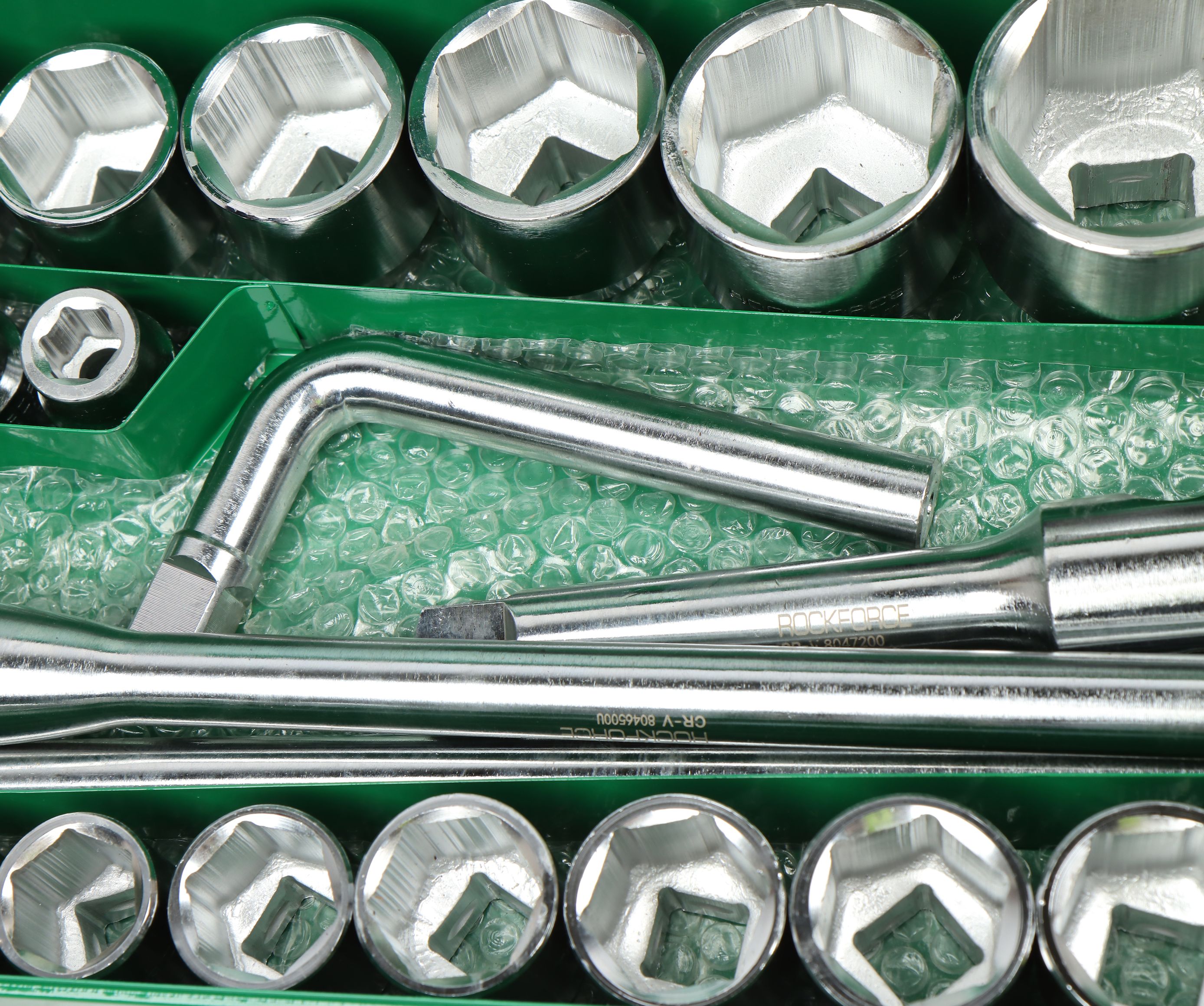 Набор торцевых головок RF-68263-5: 3/4"DR 6-гранных 17-50мм 1"DR 55-60мм 26пр. ROCKFORCE /1