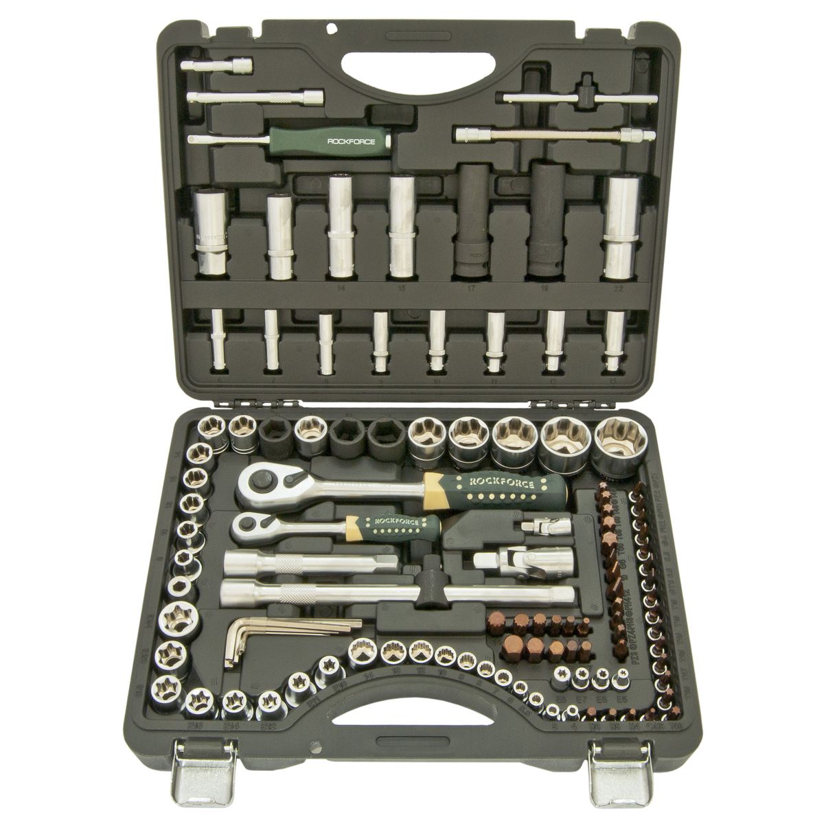 Набор торцевых головок и вставок RF-41082-7-PREMIUM: 1/2" & 1/4"DR 6-гранных (S/L) 108пр + 6пр. ROCKFORCE /1/3