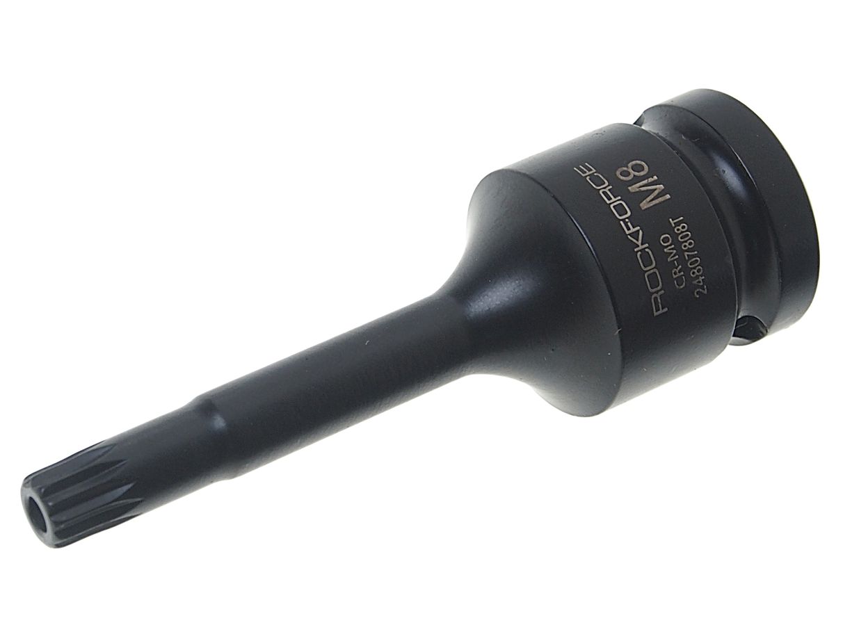 Головка-бита SPLINE глубокая ударная 1/2", M8 с отверстием ROCKFORCE RF-24807808T /1