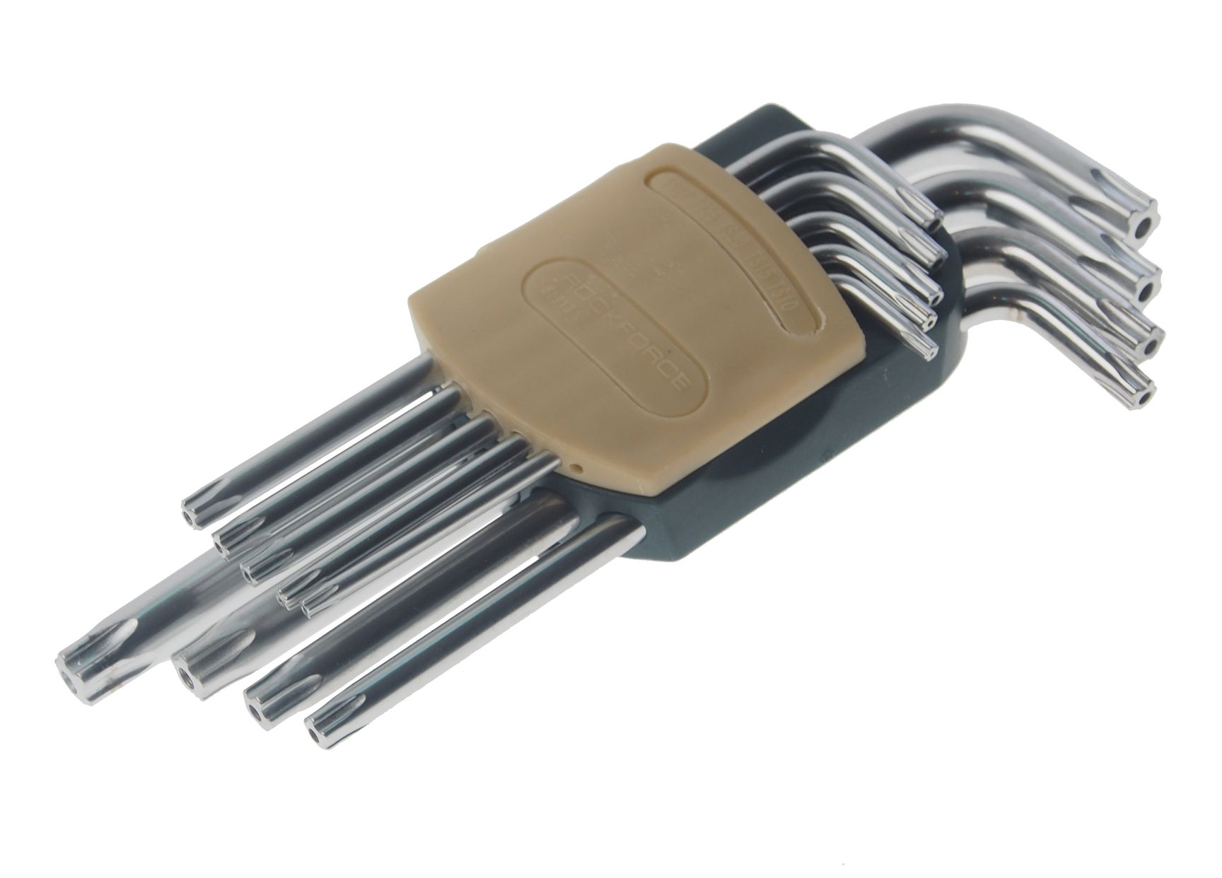 Набор ключей RF-50913 Г-образных TORX 5-лучевых, 9пр.(TS10,TS15,TS20,TS25,TS27,TS30,TS40,TS45,TS50 с отверстием)в пластиковом держателе ROCKFORCE