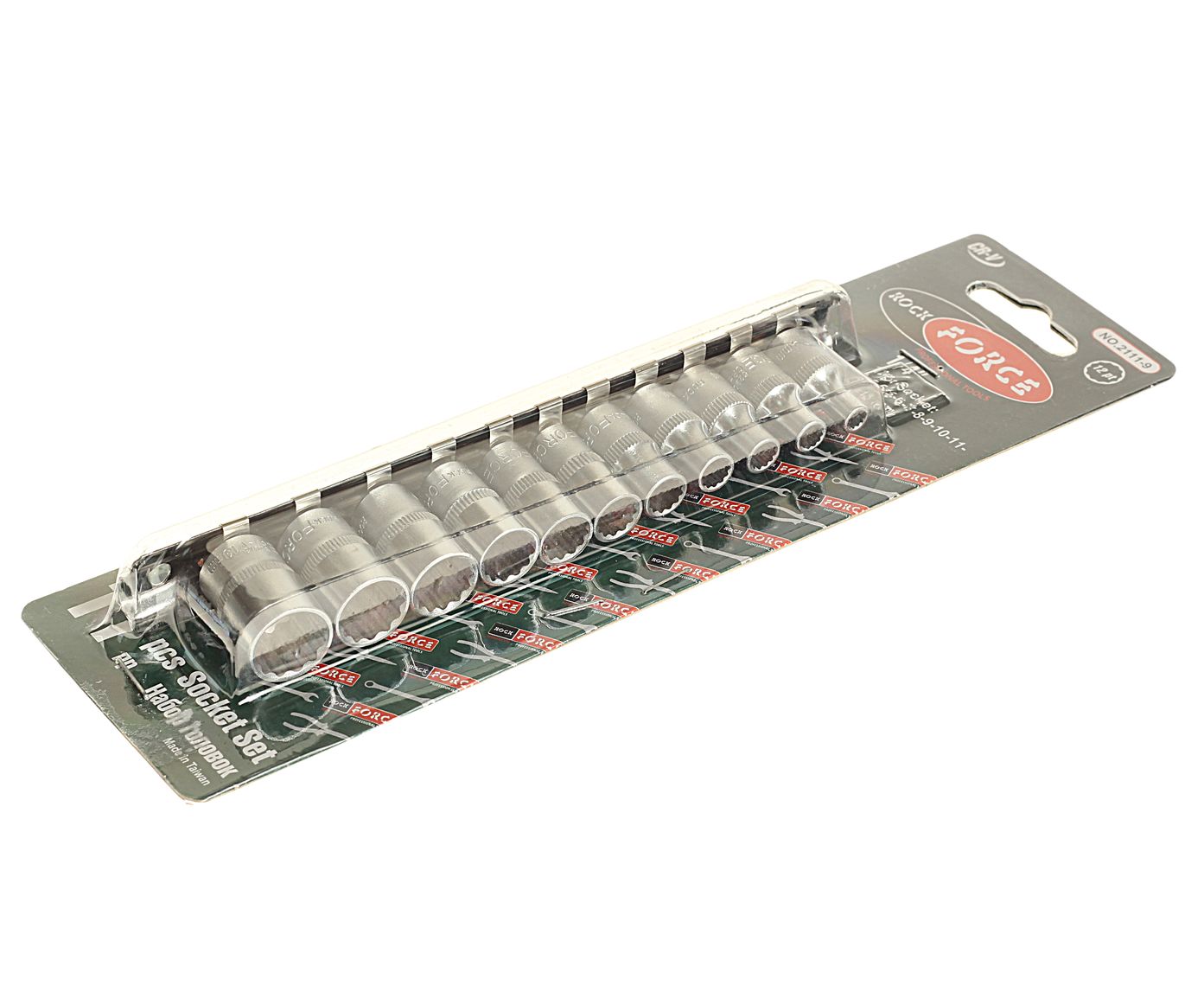 Набор торцевых головок и насадок RF-2111-9: 1/4"DR 12-гранных 11пр. ROCKFORCE /1/10