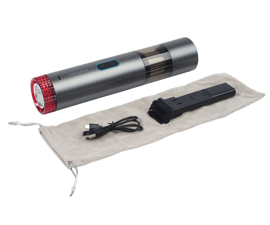 Пылесос беспроводной ROBOVOLT V6, портативный, 80W 5000Pa, (батарея 7.4V 2200 mA 2шт.), 2 насадки, LED фонарь, зарядка Type-C 5V 1,8A  AUTOPROFI /1/20