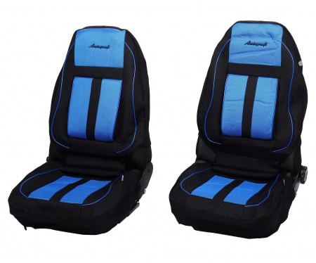 Чехлы на сиденье CUSHION COMFORT CUS-1505 BLACK/BLUE эко-хлопок, 3D крой, большой поясничный упор (15шт) AUTOPROFI /1/5
