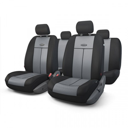 Чехлы на сиденье TT-902M  BLACK/DARK GREY полиэстер-сетка, AIRBAG (9шт) AUTOPROFI /1/6