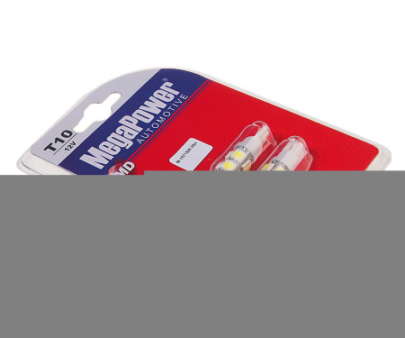 Автолампа T10W (W2,1x9,5d) 9 SMD 5050 WHITE блистер (2 шт) 6000K 180лм   12V MEGAPOWER /1 /50