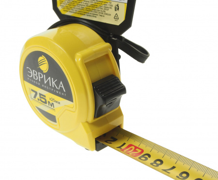 Рулетка ER-04175 7.5м 25мм YELLOW пластиковый корпус, фиксатор, держатель ЭВРИКА/1/72 NEW