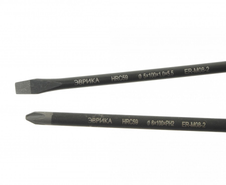 Набор отверток ER-M08-2  SL5.5x100 Ø5, PH2x100 Ø6, стержень S2, 2 предмета в блистере HRC≥59 ЭВРИКА /1/72 NEW
