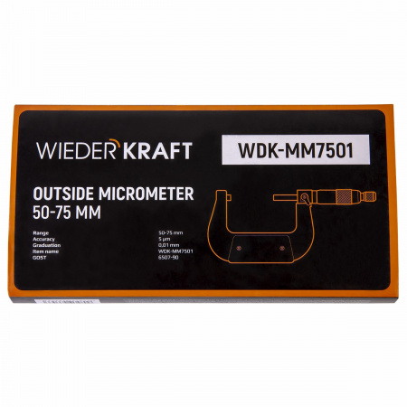 WDK-MM7501 Микрометр нониусный 50-75 мм, 0.01 мм