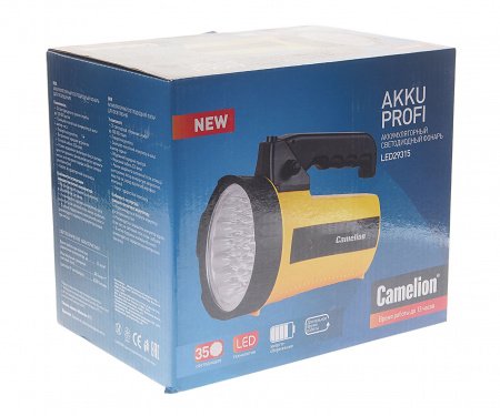 Фонарь C-29315 35 LED YELLOW с аккумулятором 220V CAMELION /1/8/256