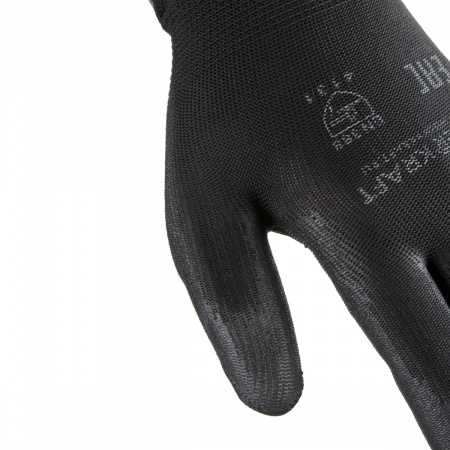 WDK-PU01B/XL, 1 пара, размер XL, Перчатки ЧЁРНЫЕ защитные эластичные из нейлона с покрытием