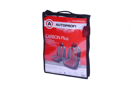 Чехлы на сиденье CARBON PLUS CRB-402Pf BLACK/RED передние (майка) (4шт) AUTOPROFI /1/10