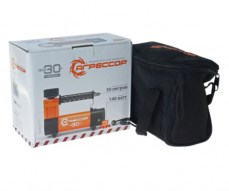 Компрессор АГРЕССОР AGR-30L поршневой с фонарем 140W 105PSI (30л/мин) 12V AUTOPROFI /1/8