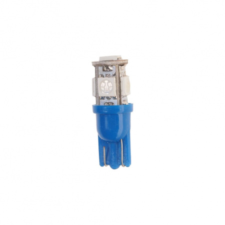 Автолампа T10W (W2,1x9,5d) 5 SMD 5050 BLUE 30лм 12V MEGAPOWER /10 /100 OLD