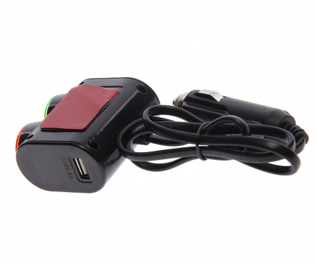 Разветвитель прикуривателя OLS-1631 BLACK на 2 гнезда + USB(3.1A) с удлинителем 0.8м 12V-24V OLESSON /1/60