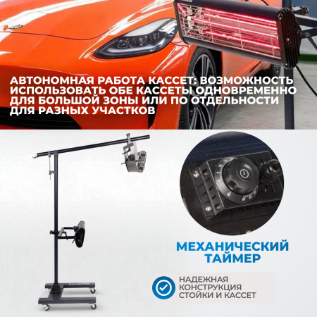OPT-F22 Двухкассетная мобильная ИК сушка на двухсекционной стойке