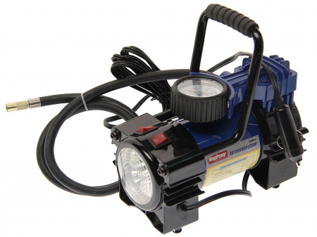 Компрессор M-88012 поршневой 150PSI (35л/мин, 14А) с фонарем, в кейсе 12V MEGAPOWER /1/8
