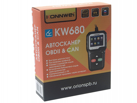 Сканер автомобильный диагностический KW-680 (цветной экран, русский язык, все протоколы) KONNWEI /1/50