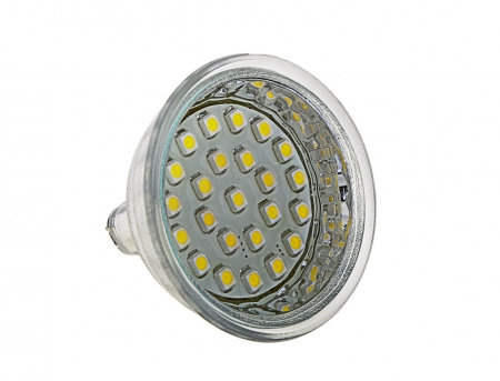 Лампа светодиодная LM-0217-MR16 WARM WHITE 24 SMD LED 2W=20W угол освещения 120° (45мм, Ø50мм) 12V MEGA LIGHTING /1/20/100