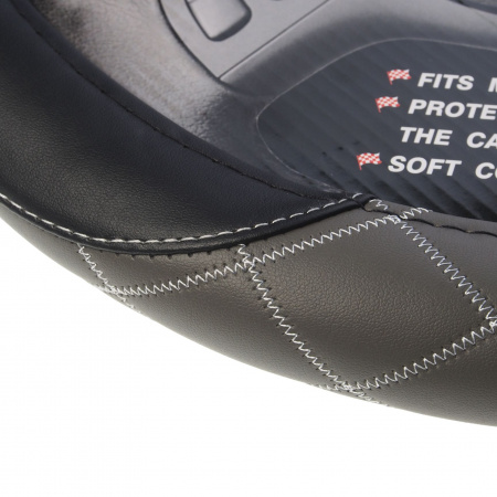 Оплетка руля MIS-LT35A (S) BLACK/GREY кожа MISTAR /1/25