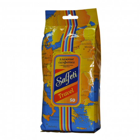 Салфетки влажные SF-48118 "SALFETI TRAVEL" универсальные очищающие (20х16см) в мягкой упаковке (50шт) АВАНГАРД /1/32