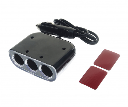Разветвитель прикуривателя OLS-1505 BLACK на 3 гнезда +2USB(1,2A) с удлинителем 0.8м 12V-24V OLESSON /1