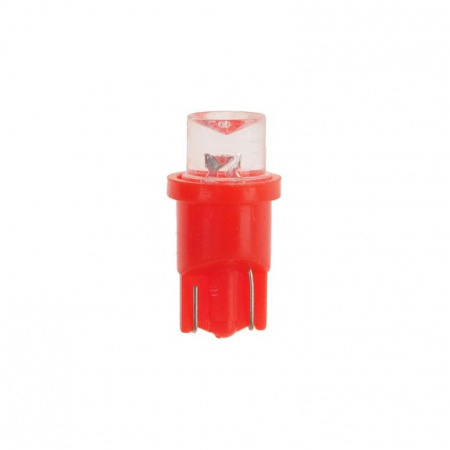 Автолампа T10W (W2,1x9,5d) 1 LED CONCAVE RED 8лм   12V MEGAPOWER /10 /100 OLD