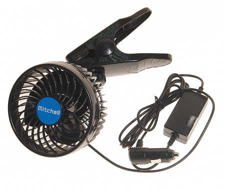 Вентилятор HX-601 12см (4.5") 12V (4W) диммер, на прищепке, с регулируемыми углами обдува black/blue MITCHELL 1/24