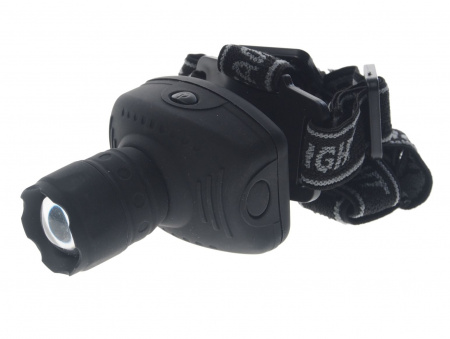 Фонарь UF-5354 1 LED BLACK с коллиматорной линзой головной, 3 режима, 3*ААА ULTRAFLASH /1/10/100