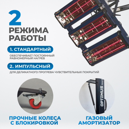 OPT-F3S Трехкассетная мобильная ИК сушка на пантографической стойке