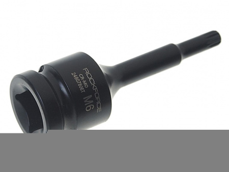 Головка-бита SPLINE глубокая ударная 1/2", M6 с отверстием ROCKFORCE RF-24807806T /1