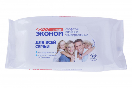 Салфетки влажные ESM-30024 "ЭКОНОМ" для всей семьи (15х18см) в мягкой упаковке (70шт) АВАНГАРД /1/24